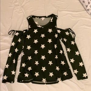 Olive green off-the-shoulder top